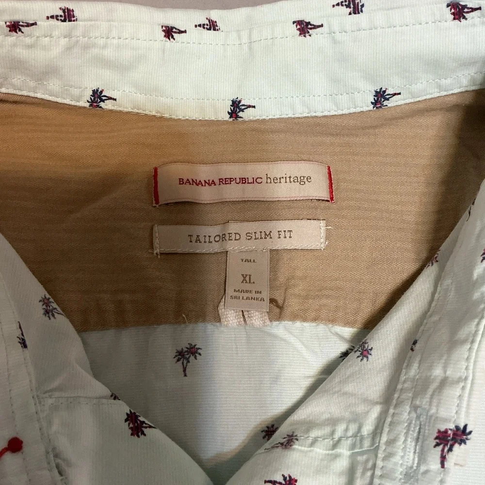 Banana Republic Men’s ‎ Tall Slim Fit Palm Tree Print Button Down Shirt XL
